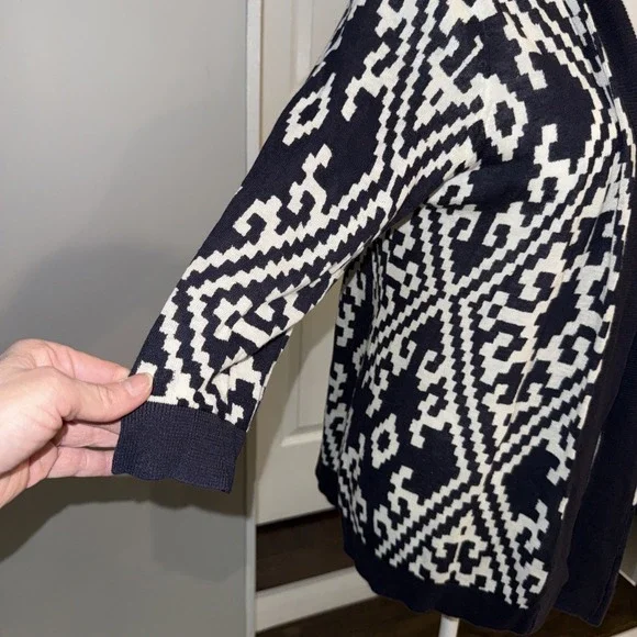 Talbots Womens Linen Knit Cardigan Open Front Sz Lp Beach Lightweight Blue White - Picture 2 of 10